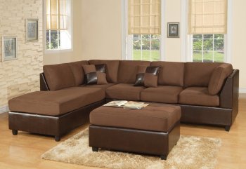 Chocolate Fabric Modern Two-Tone Sectional Sofa w/Bycast Base [WDSS-2106-CH]