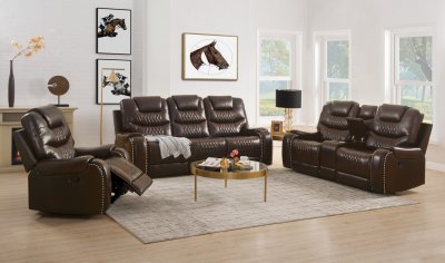 Braylon Motion Sofa 55415 in Brown PU by Acme w/Options