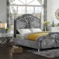 Rosie Upholstered Bed in Grey Velvet Fabric by Meridian