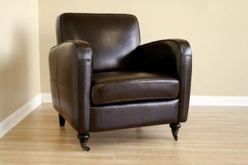 Espresso Brown Leather Upholstered Contemporary Club Chair [WICC-A-69Dark Brown]