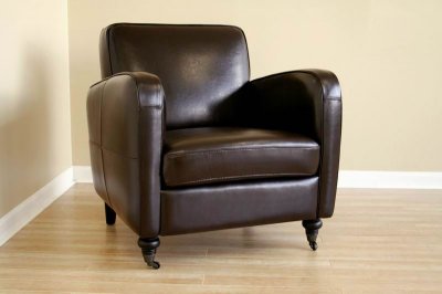 Espresso Brown Leather Upholstered Contemporary Club Chair