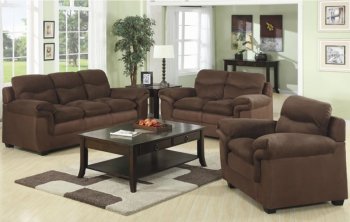 Chocolate Microfiber Contemporary Living Room w/Pillow Arms [CRS-333-502081N]