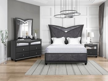 Beverly Bedroom Set 5Pc in Black by Global w/Options [GFBS-Beverly Black]