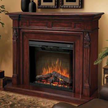 Torchiere Mantel Electric Fireplace by Dimplex w/Logs [SFDX-Torchiere Logs]