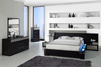 Ibeza Bedroom by American Eagle Furniture in Wenge & Grey [AEBS-Ibeza Wenge Grey]