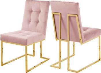 Pierre Dining Chair 714 Set of 2 Pink Velvet Fabric by Meridian [MRDC-714 Pierre Pink]