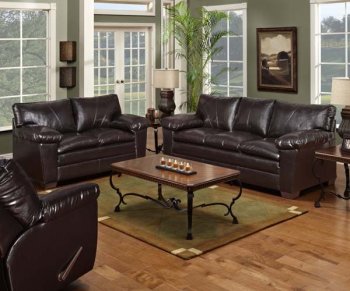 Dark Wine Leatherette Modern Sofa & Loveseat Set [JTS-2375-2pc]