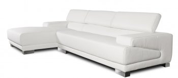 Melody Sectional Sofa in White Leather by Whiteline Imports [WLSS-Melody White]