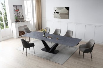 9436 Dining Table Dark Gray by ESF w/Optional 1254 Chairs [EFDS-9436 Dark Gray 1254]