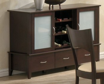 Merlot Finish Modern Sideboard w/Frosted Glass Doors [HEBU-760-50]