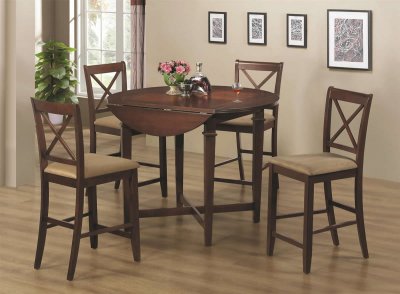 Dark Cherry Finish Modern 5Pc Counter Height Dining Set