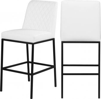 Bryce Bar Stool 919 Set of 2 in White Faux Leather by Meridian