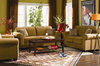 Tan or Olive Velvet Casual Sofa & Loveseat Set [HLS-U442]