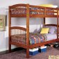 Oak Finish Contemporary Convertible Bunk Bed