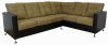 Mocha Fabric & Black Vinyl Modern Sectional Sofa