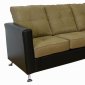 Mocha Fabric & Black Vinyl Modern Sectional Sofa