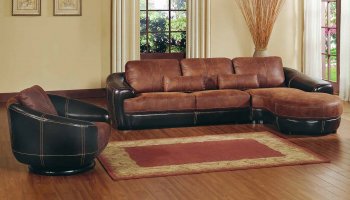 Ria Sectional Sofa in Bonded Leather w/Optional Swivel Chair [ADSS-Ria]