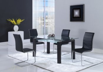 D646DT Dining Set 5Pc in Black by Global w/D490DC Chairs [GFDS-D646DT-D490DC-BL]