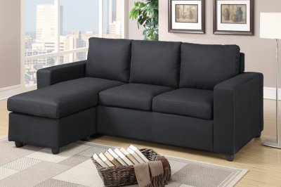 F7490 Reversible Sectional Dark Slate Linen-Like Fabric by Boss