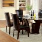 Manhattan Dining Room CM3710OT 7Pc Set in Dark Cherry & Brown