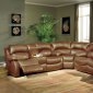 Transitional Brown Bonded Leather Sectional w/Recliner Mechanism