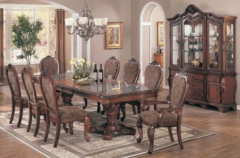 Dark Cherry Finish Dining Table w/Double Pedestal Base [AMDS-106-9000]