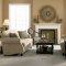 Beige Chenille Fabric Elegant Classic Living Room W/Rolled Arms