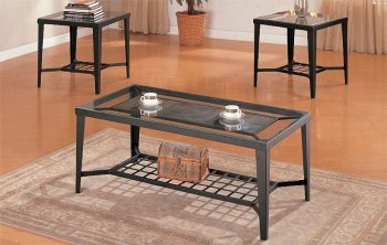 Black Metal Frame Modern Artistic 3PC Coffee Table Set [PXCT-F3086]