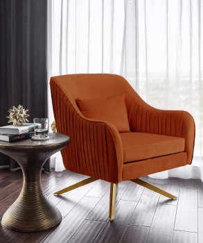 Paloma Accent Chair 585 in Cognac Velvet Fabric by Meridian [MRCC-585Cognac Paloma]