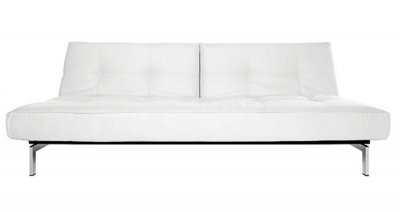 White, Black or Chocolate Leatherette Modern Split-Back Sofa Bed