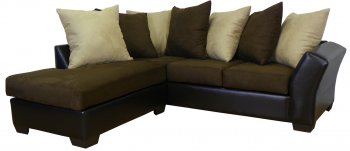 Java Fabric & Chocolate Bicast Contemporary Sectional Sofa [PMSS-316-Java]