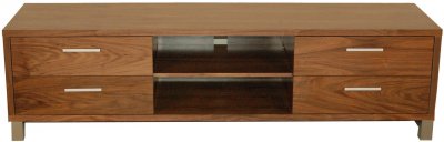 Walnut Finish Modern TV Stand w/4 Drawers