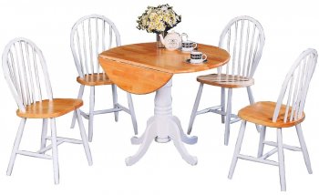 Natural & White Finish Classic 5Pc Dinette Set w/Drop Leaf [CRDS-4241]