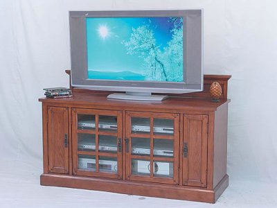 Cherry Finish Contemporary Tv Stand With Storage Cabinets