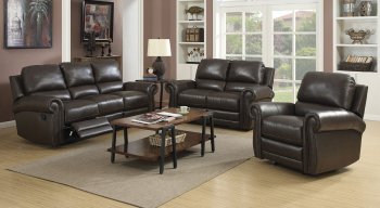 Branson Reclining Sofa Set in Espresso Leather Match [MSS-Branson Espresso]