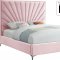 Eclipse Bed in Pink Velvet Fabric by Meridian w/Options