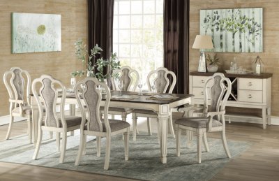 Kayley Dining Table 77135 in Antique White by Acme w/Options