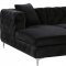 Gail Sectional Sofa 664 in Black Velvet Fabric by Meridian