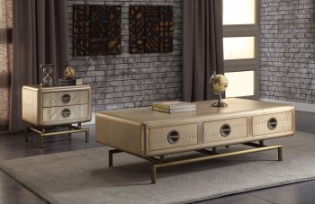 Jennavieve Coffee Table 82315 in Gold Aluminum by Acme w/Options [AMCT-82315-Jennavieve]