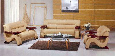 2033 Sofa Set 3Pc in Beige Leather Modern by VIG