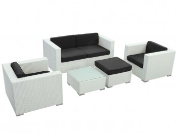 Malibu 5Pc Patio Sofa Set by Modway w/White Base & Options [MWOUT-Malibu White Black]