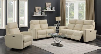 Miguel Power Motion Sofa & Loveseat Set MNY2725 in Ivory Leather [MSS-Miguel-MNY2725 Ivory]