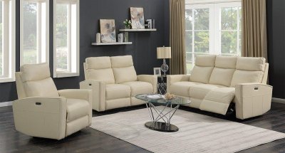 Miguel Power Motion Sofa & Loveseat Set MNY2725 in Ivory Leather