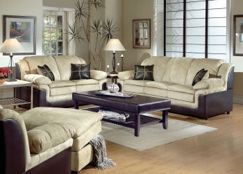 Two-Tone Contemporary Living Room w/Solid Wood Feet [HLS-U477]