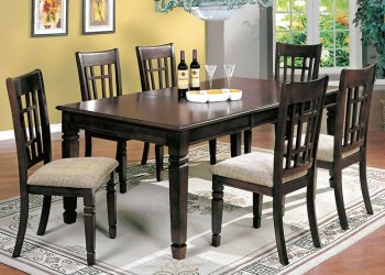 Dark Brown Finish Modern 7Pc Dining Set w/Extension Leaf [YTDS-MR6120-Mirage]