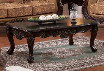 Sharon Coffee Table in Dark Brown Wood w/Options [ADCT-Sharon-Dark Brown]