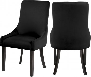 Demi Dining Chair 723 Set of 2 Black Velvet Fabric by Meridian [MRDC-723 Demi Black]