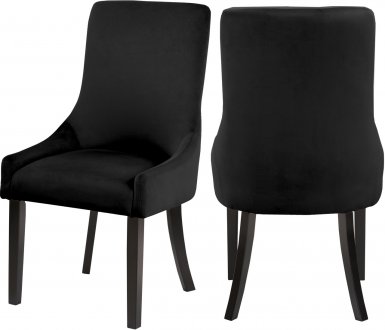 Demi Dining Chair 723 Set of 2 Black Velvet Fabric by Meridian