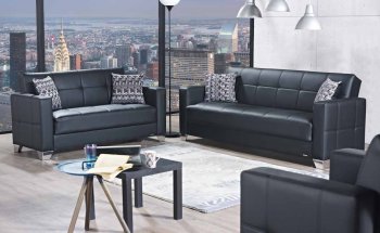 Viva Italia Sofa Bed in Black Leatherette by Mobista [MTSB-Viva Italia Black]