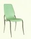 Green Vinyl Set of 4 Modern Dining Chairs w/Chromed Metal Legs